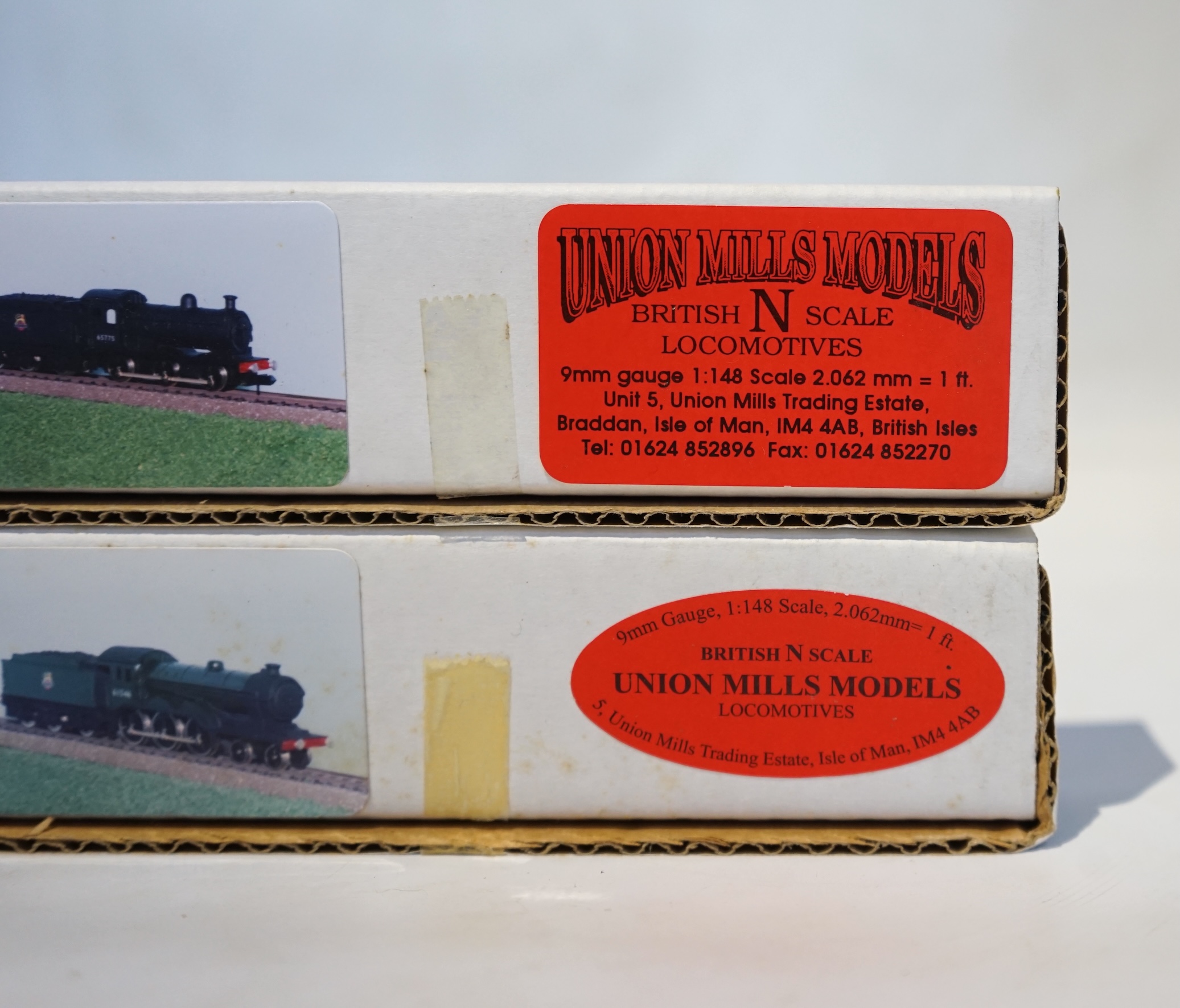 Three boxed Union Mills Models N gauge railway BR locomotives; a Class B12/3, 61546, a Class J26, 65775, and a Class J39, 64927. Condition - good.